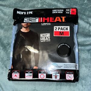 32 degrees heat black 2 pack medium long sleeve crew neck New
